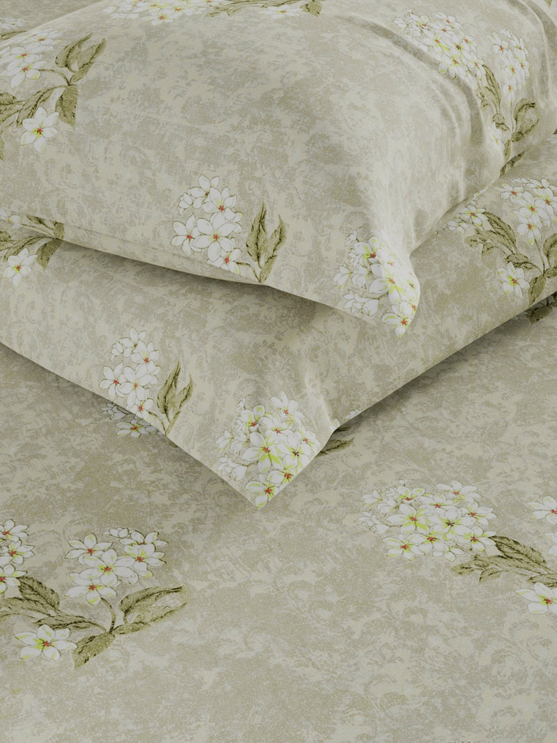 100% Pure Cotton Double Bedsheet With 2 Pillow Covers <small> (floral-green)</small>