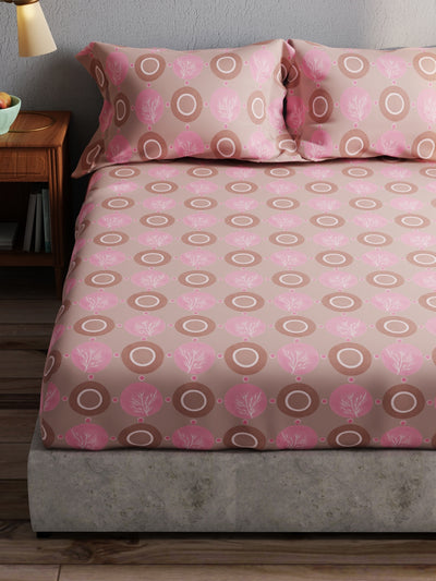 100% Pure Cotton Double Bedsheet With 2 Pillow Covers <small> (ornamental-pink)</small>