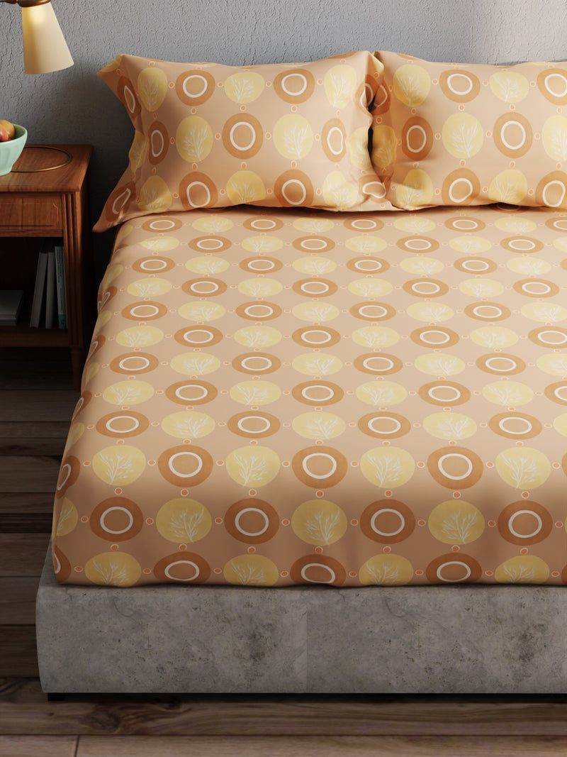 100% Pure Cotton Double Bedsheet With 2 Pillow Covers <small> (ornamental-yellow)</small>