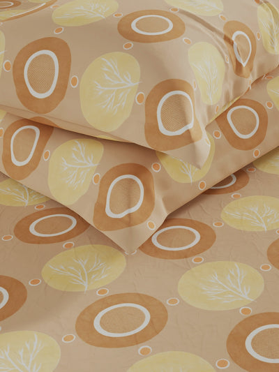 100% Pure Cotton Double Bedsheet With 2 Pillow Covers <small> (ornamental-yellow)</small>