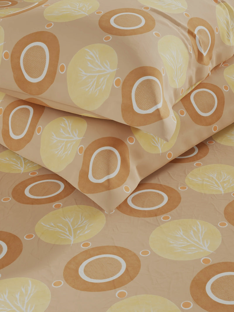 100% Pure Cotton Double Bedsheet With 2 Pillow Covers <small> (ornamental-yellow)</small>