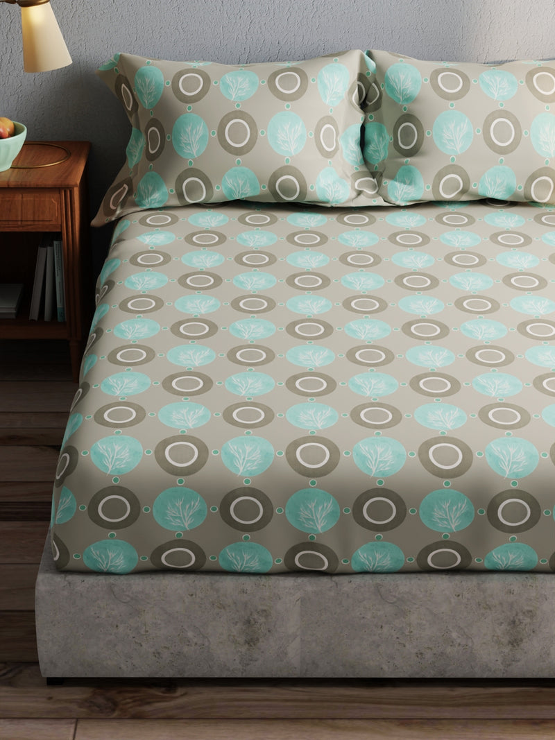 100% Pure Cotton Double Bedsheet With 2 Pillow Covers <small> (ornamental-mint)</small>