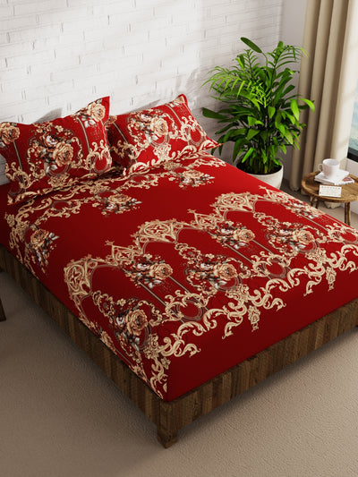 Extra Smooth Micro Double Bedsheet With 2 Pillow Covers <small> (floral-red)</small>