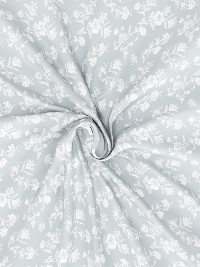 Designer 100% Satin Cotton Xl King Bedsheet With 2 Pillow Covers <small> (floral-sharkfin)</small>