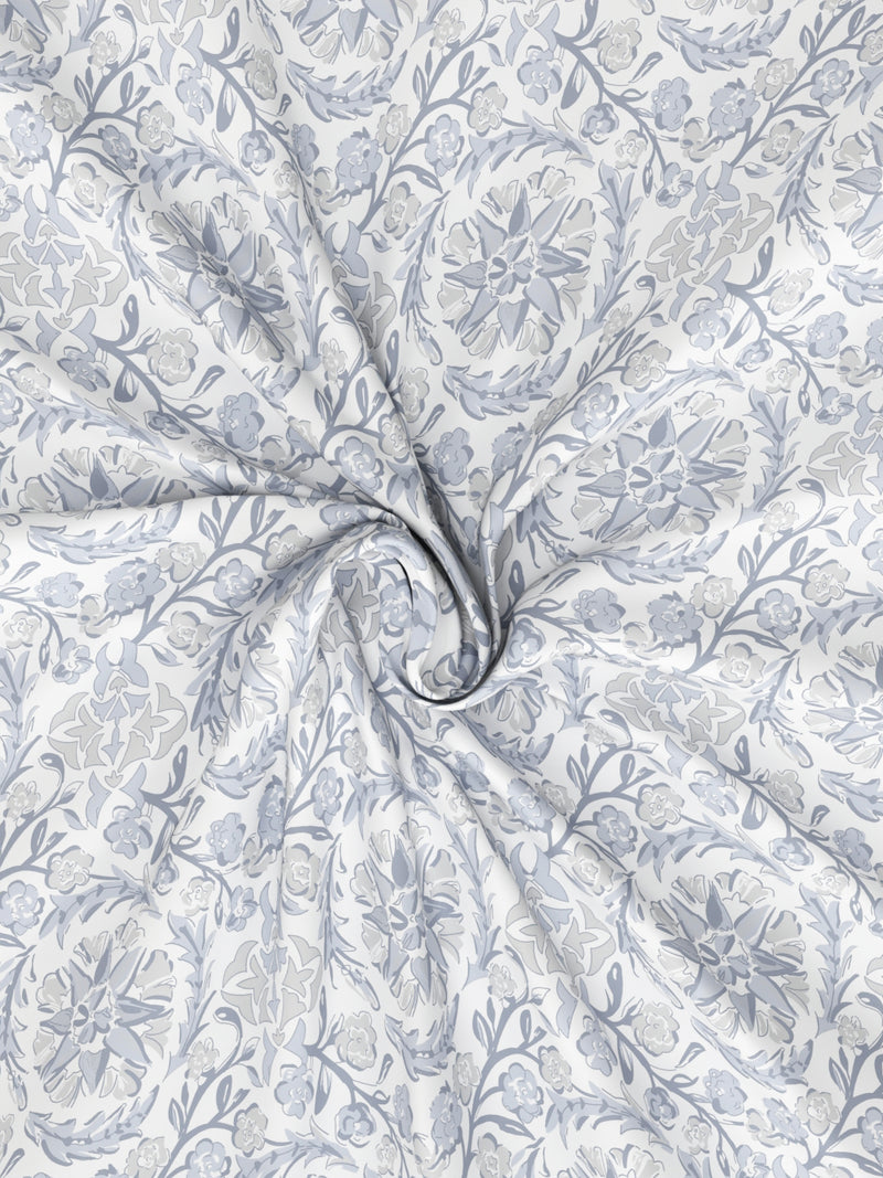 Super Soft 100% Cotton King Bedsheet And 2 Pillow Covers <small> (floral-vesselgrey)</small>