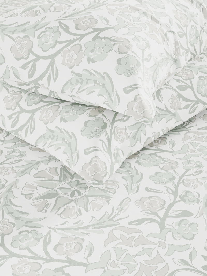 Super Soft 100% Cotton King Bedsheet And 2 Pillow Covers <small> (floral-fairgreen)</small>