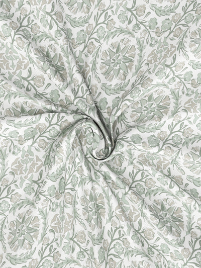 Super Soft 100% Cotton King Bedsheet And 2 Pillow Covers <small> (floral-fairgreen)</small>