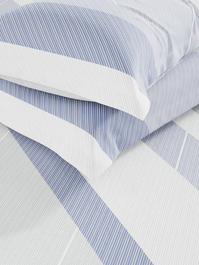 Super Soft 100% Cotton King Bedsheet And 2 Pillow Covers <small> (geometric-blue)</small>