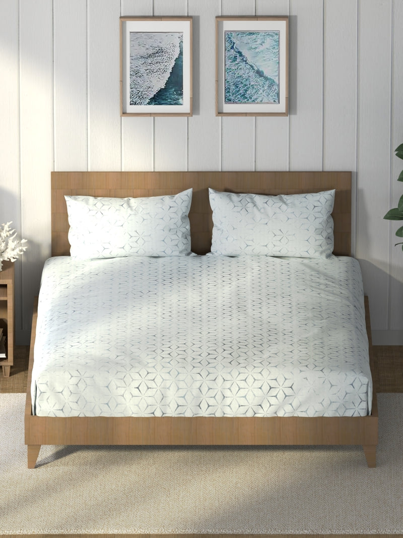 Super Soft 100% Cotton King Bedsheet And 2 Pillow Covers <small> (geometric-ensignblue)</small>