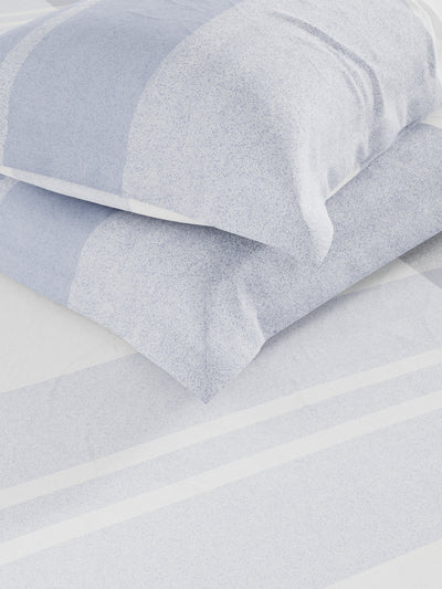 Super Soft 100% Cotton King Bedsheet And 2 Pillow Covers <small> (geometric-grey/blue)</small>