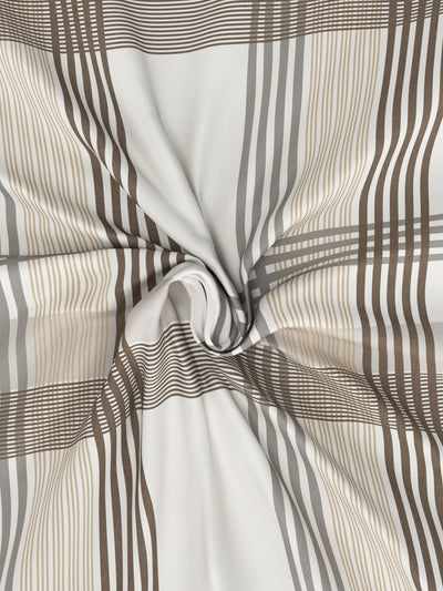 Super Soft 100% Cotton King Bedsheet And 2 Pillow Covers <small> (stripe-beige/grey)</small>