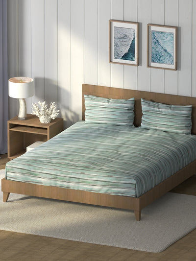 Super Soft 100% Cotton King Bedsheet And 2 Pillow Covers <small> (abstract-seagreen)</small>