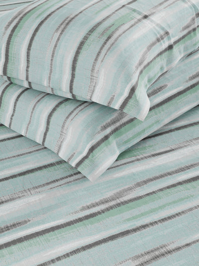 Super Soft 100% Cotton King Bedsheet And 2 Pillow Covers <small> (abstract-seagreen)</small>