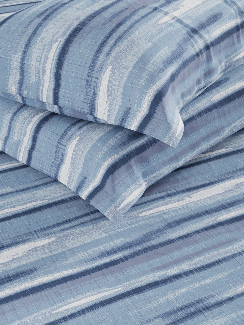 Super Soft 100% Cotton King Bedsheet And 2 Pillow Covers <small> (abstract-indigo)</small>