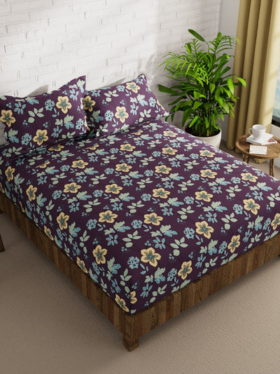 Extra Smooth Micro Double Bedsheet With 2 Pillow Covers <small> (floral-indigo)</small>