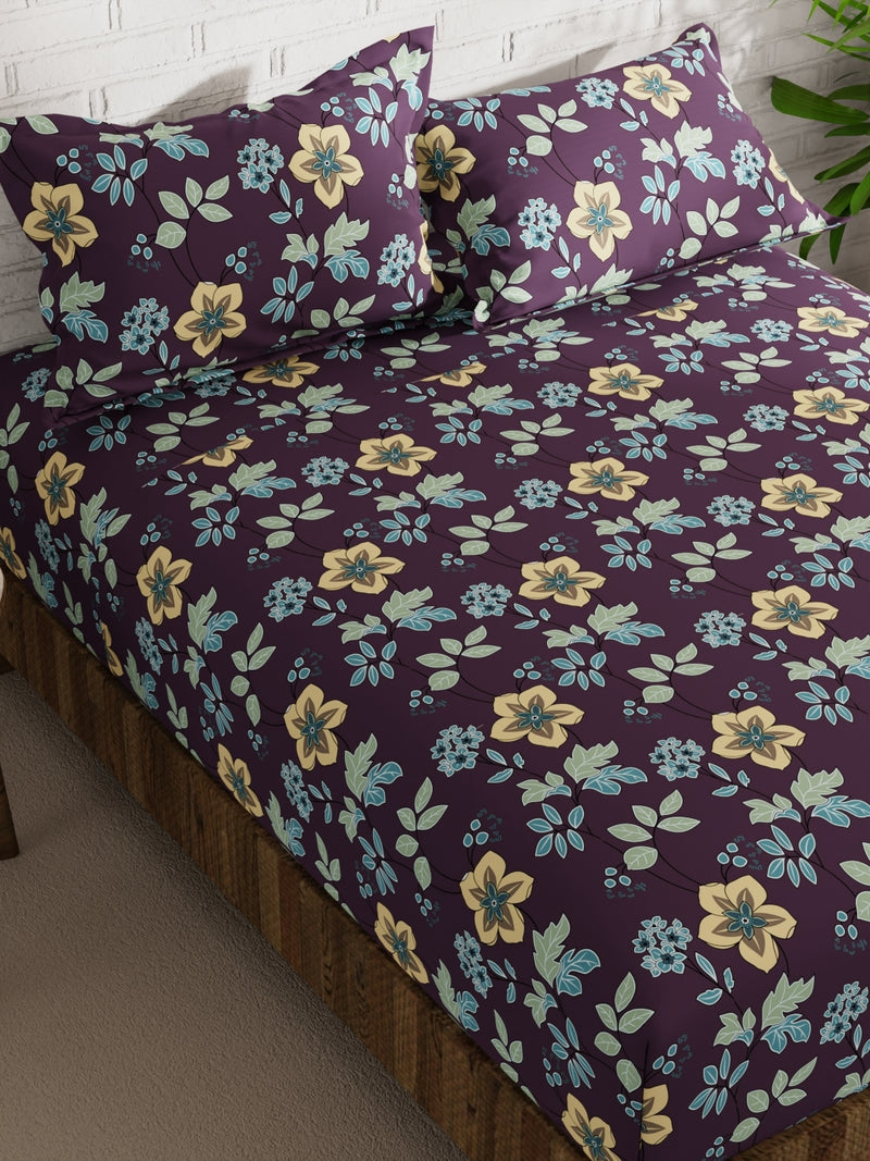 Extra Smooth Micro Double Bedsheet With 2 Pillow Covers <small> (floral-indigo)</small>