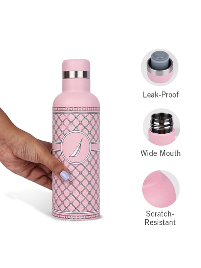 Iconic Leak-Proof Bottle: 24-Hour Hot & Cold Thermos/Flask For Fitness Enthusiasts <small> (oreo prtd-pink/white)</small>