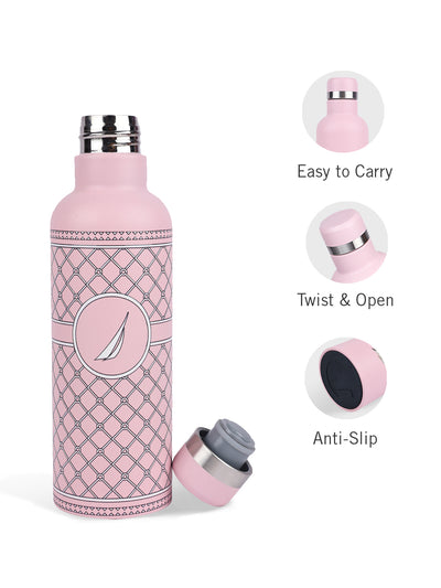 Iconic Leak-Proof Bottle: 24-Hour Hot & Cold Thermos/Flask For Fitness Enthusiasts <small> (oreo prtd-pink/white)</small>