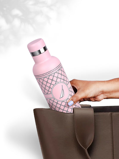 Iconic Leak-Proof Bottle: 24-Hour Hot & Cold Thermos/Flask For Fitness Enthusiasts <small> (oreo prtd-pink/white)</small>