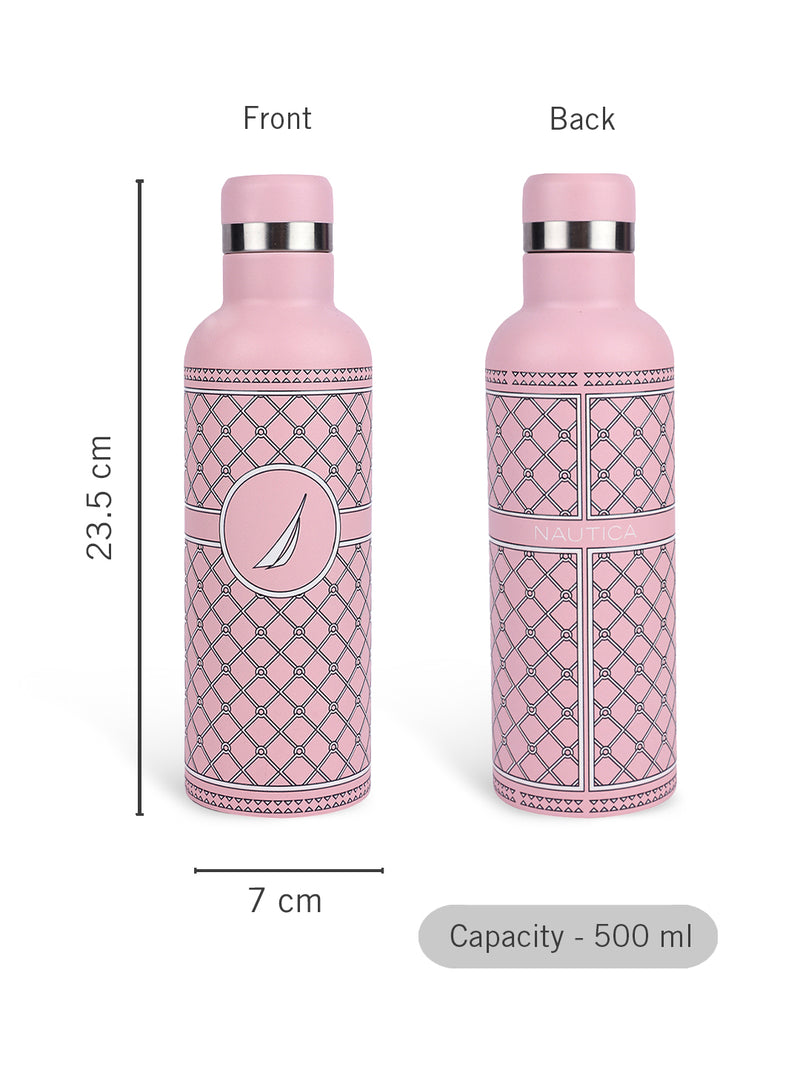 Iconic Leak-Proof Bottle: 24-Hour Hot & Cold Thermos/Flask For Fitness Enthusiasts <small> (oreo prtd-pink/white)</small>