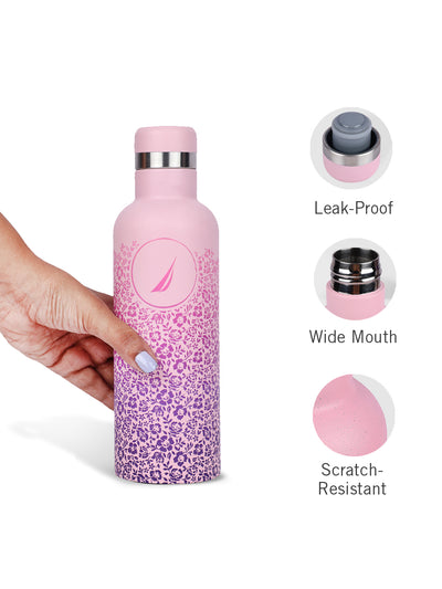 Iconic Leak-Proof Bottle: 24-Hour Hot & Cold Thermos/Flask For Fitness Enthusiasts <small> (oreo prtd-pink/purple)</small>