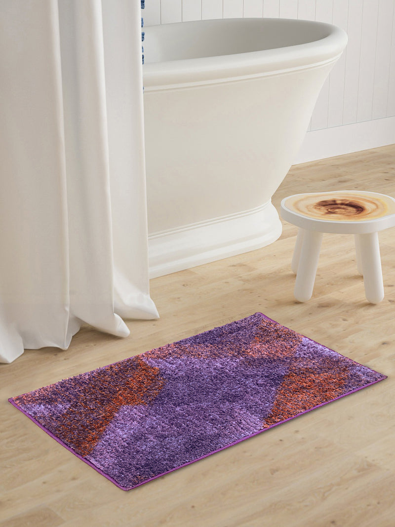 Super Soft Designer Anti Slip Bath Mat <small> (geometric-plum/red)</small>