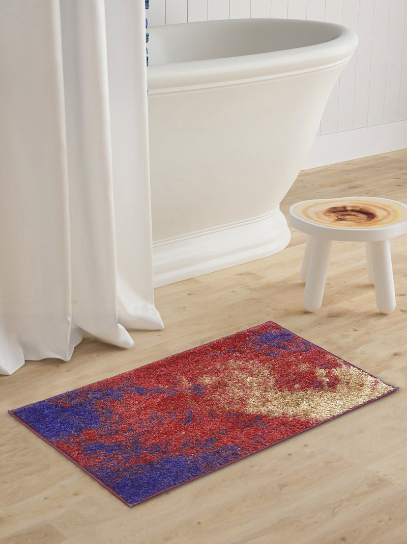 Super Soft Designer Anti Slip Bath Mat <small> (abstract-red/beige)</small>