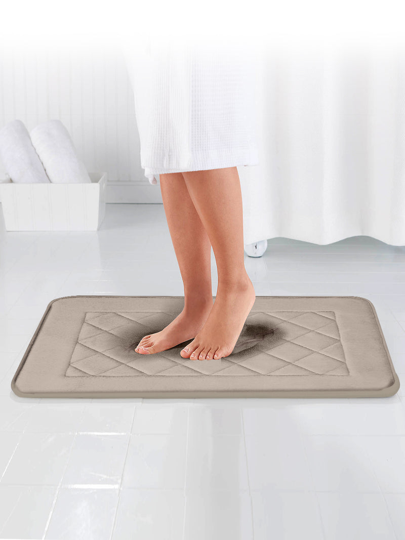 Memory Foam Anti Slip Bath Mat <small> (checks-gold)</small>