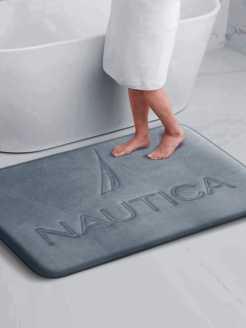 Luxurious Memory Foam Non-Skid  Bath Rug <small> (solid-denim)</small>