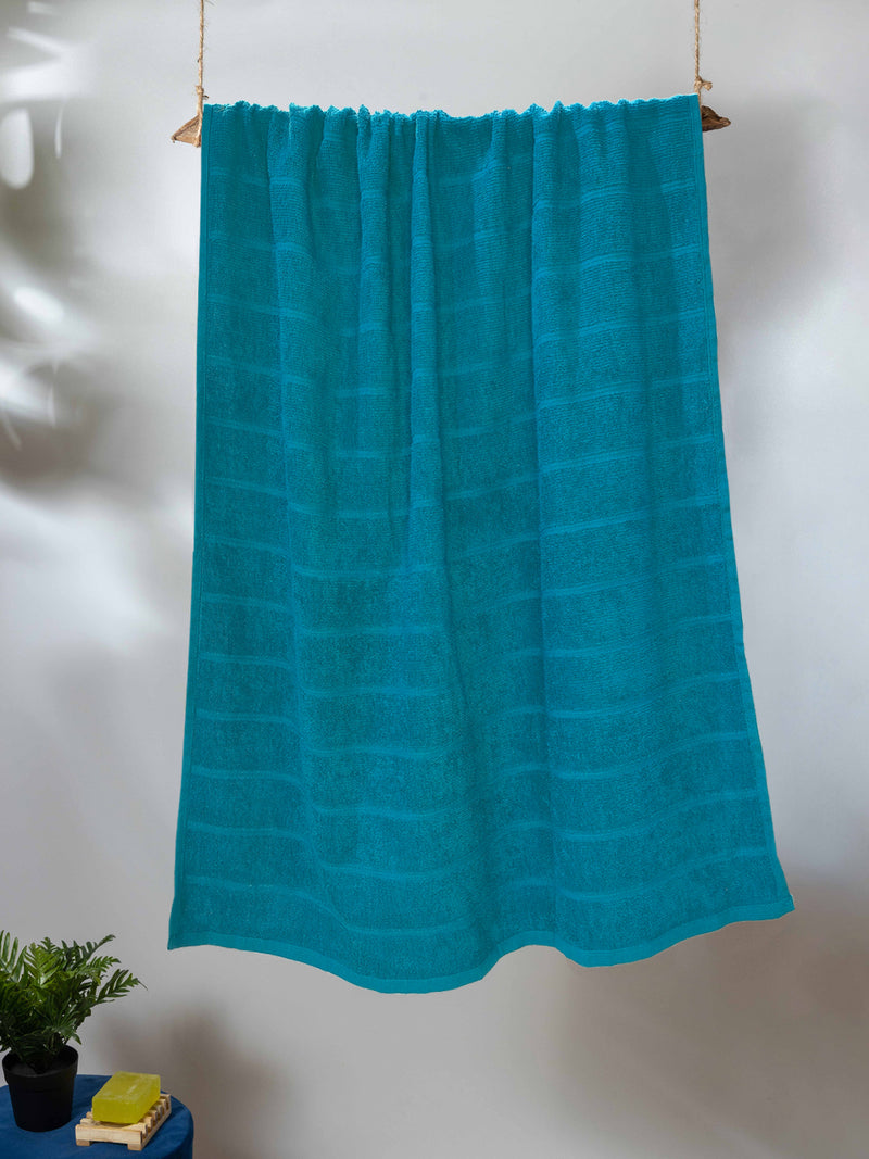 Reversible One Side Terry 100% Cotton Towel <small> (solid-aqua)</small>