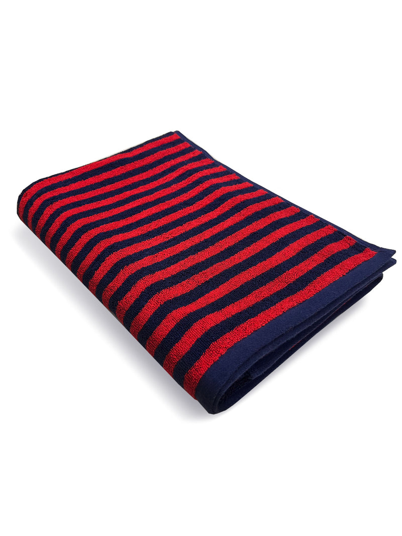 Designer 100% Cotton Beach & Bath Towel <small> (stripe-red/navy)</small>