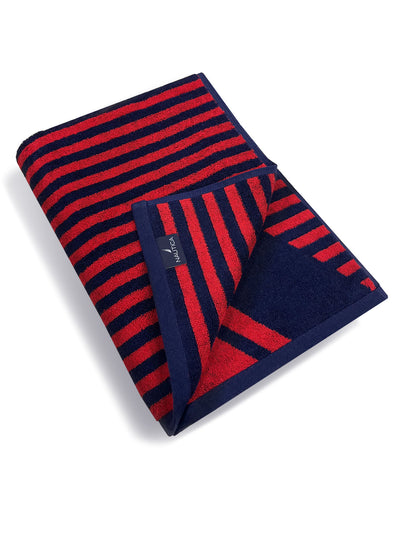 Designer 100% Cotton Beach & Bath Towel <small> (stripe-red/navy)</small>