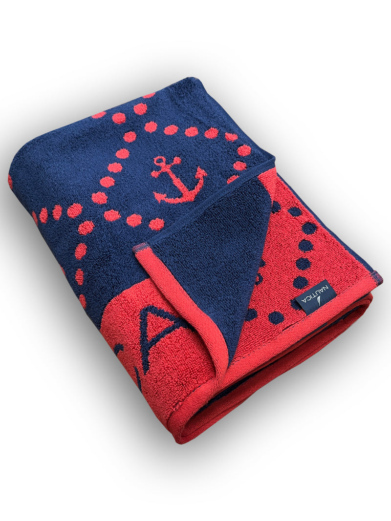 Designer 100% Cotton Beach & Bath Towel <small> (ornamental-red/navy)</small>