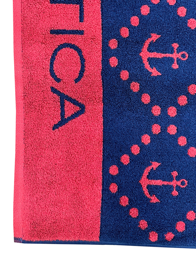 Designer 100% Cotton Beach & Bath Towel <small> (ornamental-red/navy)</small>