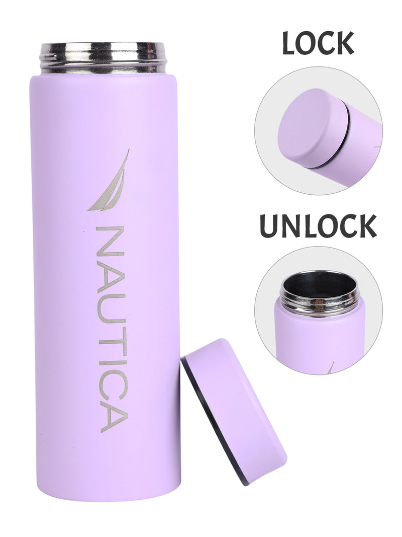 Sleek Insulated Travel Bottle: 24-Hour Hot & Cold Thermos/Flask <small> (titanium solid-lightviolet)</small>