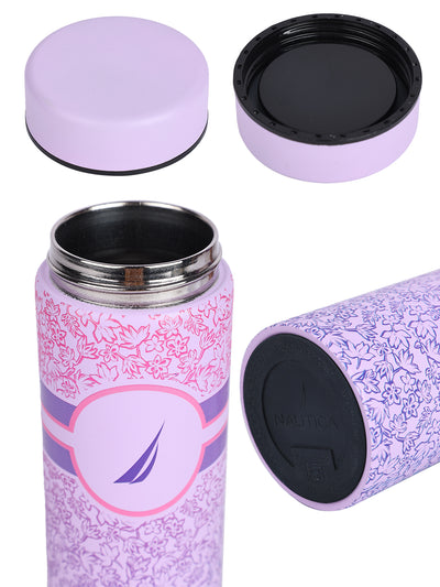 Sleek Insulated Travel Bottle: 24-Hour Hot & Cold Thermos/Flask <small> (titanium prtd-violet/pink)</small>