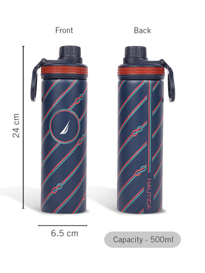 Stylish Triple-Layer Bottle: 24-Hour Insulated Thermos/Flask For Fitness And Sports <small> (texas prtd-navy/red)</small>