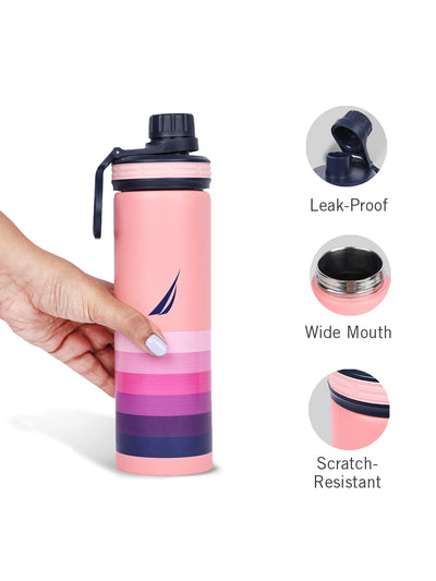 Stylish Triple-Layer Bottle: 24-Hour Insulated Thermos/Flask For Fitness And Sports <small> (texas prtd-b.pink/purple)</small>