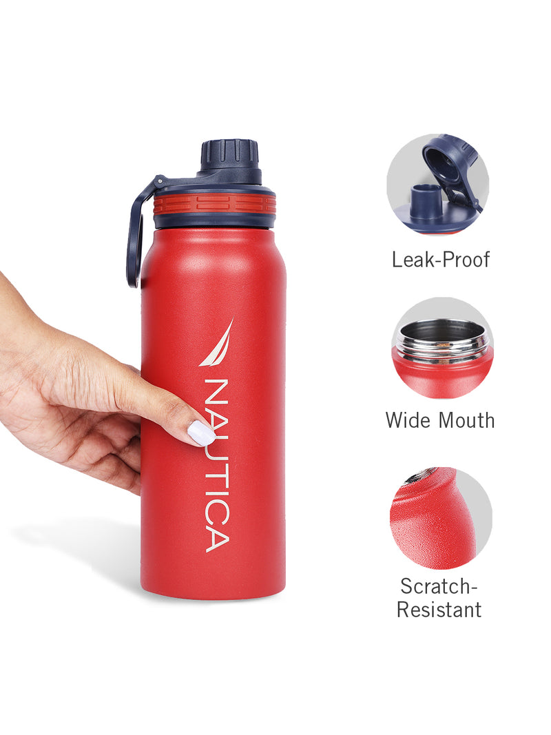 Stylish Triple-Layer Bottle: 24-Hour Insulated Thermos/Flask For Fitness And Sports <small> (austin solid-darkred)</small>