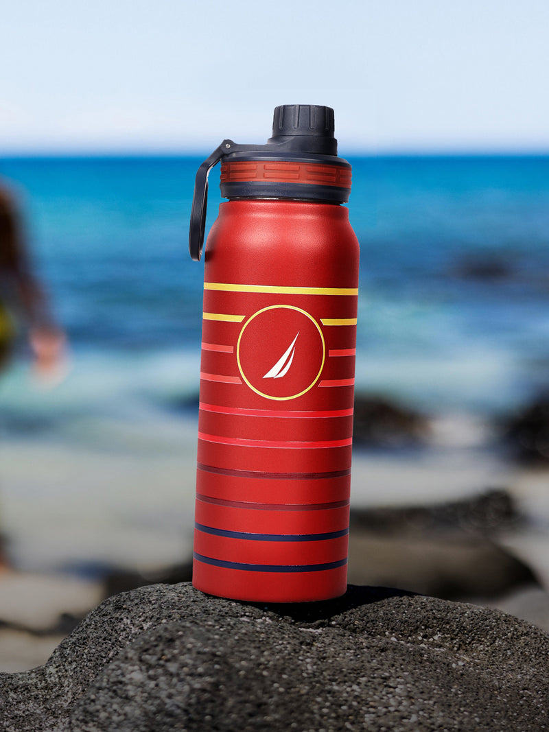 Stylish Triple-Layer Bottle: 24-Hour Insulated Thermos/Flask For Fitness And Sports <small> (austin prtd-red/yellow)</small>