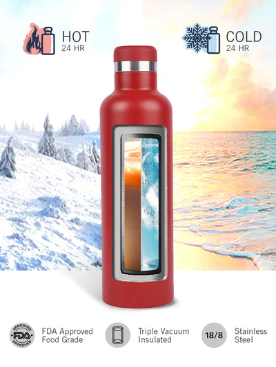 Iconic Leak-Proof Bottle: 24-Hour Hot & Cold Thermos/Flask For Fitness Enthusiasts <small> (oreo big solid-darkred)</small>