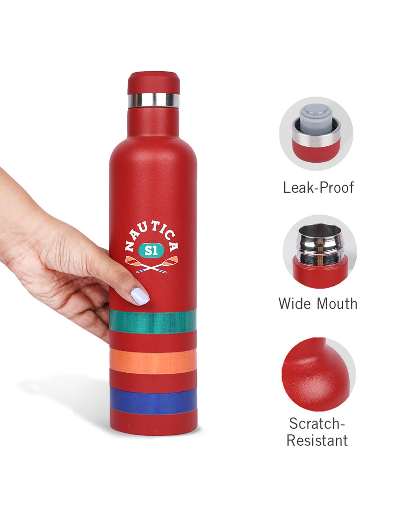 Iconic Leak-Proof Bottle: 24-Hour Hot & Cold Thermos/Flask For Fitness Enthusiasts <small> (oreo big prtd-red/green)</small>