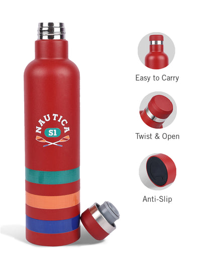 Iconic Leak-Proof Bottle: 24-Hour Hot & Cold Thermos/Flask For Fitness Enthusiasts <small> (oreo big prtd-red/green)</small>