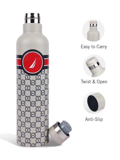 Iconic Leak-Proof Bottle: 24-Hour Hot & Cold Thermos/Flask For Fitness Enthusiasts <small> (oreo big prtd-beige/red)</small>