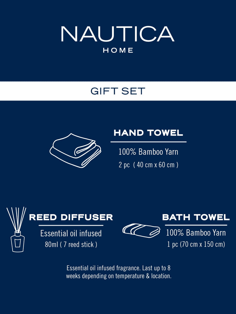 High Absorbency Super Fast Fast Drying Bamboo Towel -1-Bath 2-Hand 1-Reed Diffuser <small> (solid-ltgrey)</small>