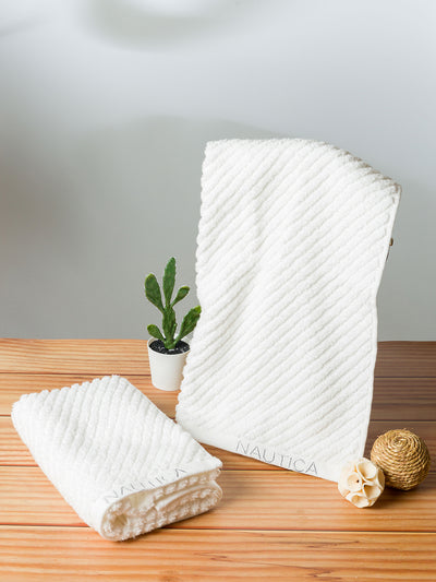 Fluffy Zero Twist 100% Cotton Towel -2-Hand 4-Face 1-Reed Diffuser <small> (solid-white)</small>