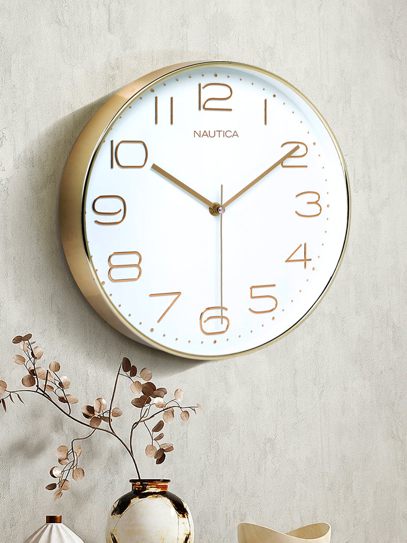 Modern Wall Clock For Latest Stylish Home With Quartz Silent Sweep Technology <small> (glossy rim-white/rosegold)</small>