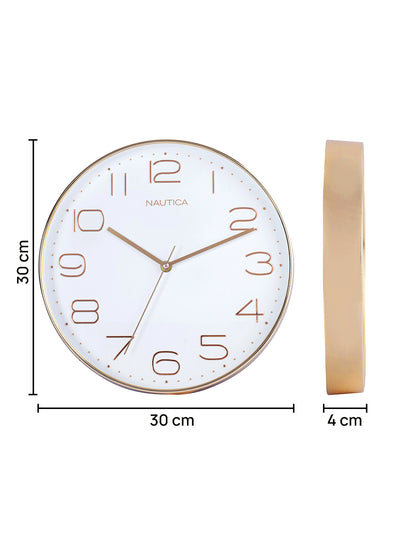 Modern Wall Clock For Latest Stylish Home With Quartz Silent Sweep Technology <small> (glossy rim-white/rosegold)</small>