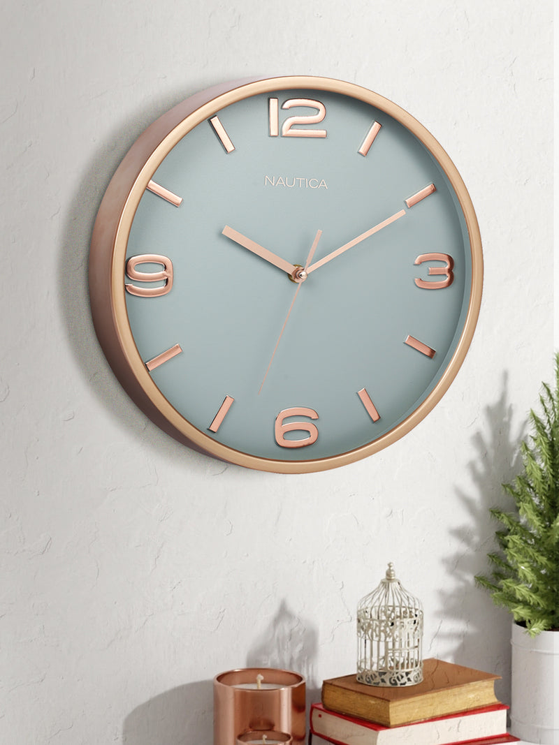 Modern Wall Clock For Latest Stylish Home With Quartz Silent Sweep Technology <small> (solid matt-sage/rosegold)</small>