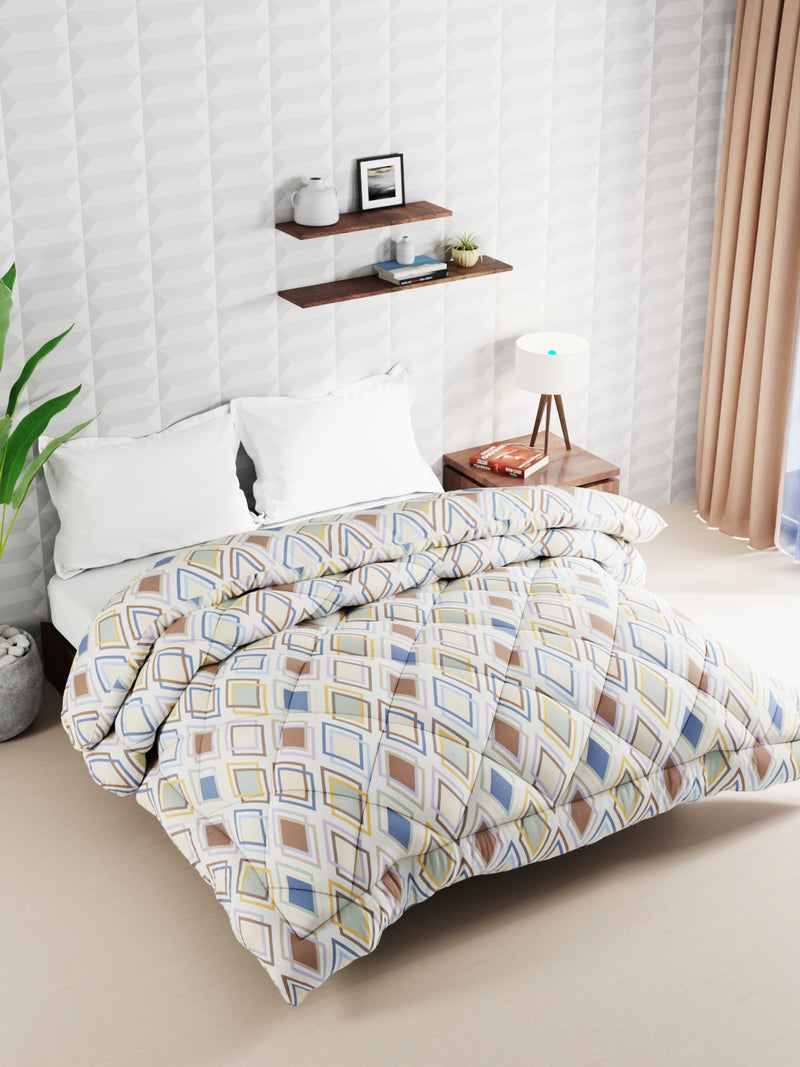 Super Soft Microfiber Double Comforter For All Weather <small> (geometrical-ivory/multi)</small>